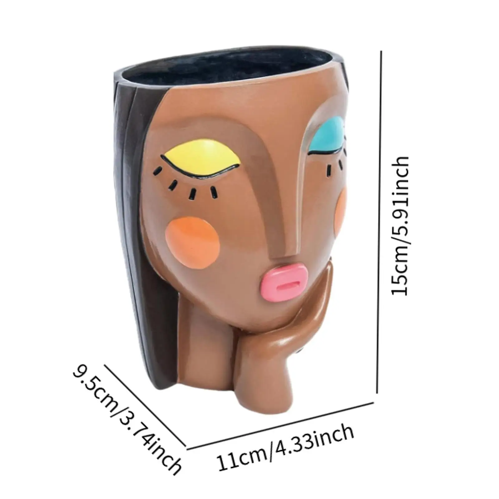Head Planter with Drainage Hole Face Flower Pot for Bookshelf Office Bedroom