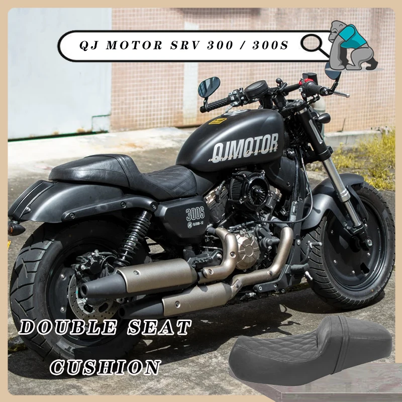 Cuscino Doppio Piatto Retrò per QJMotor SRV 300 SRV300 Sport Cruiser, Sella Moto Personalizzata in Pelle Nera, Impermeabile IP65