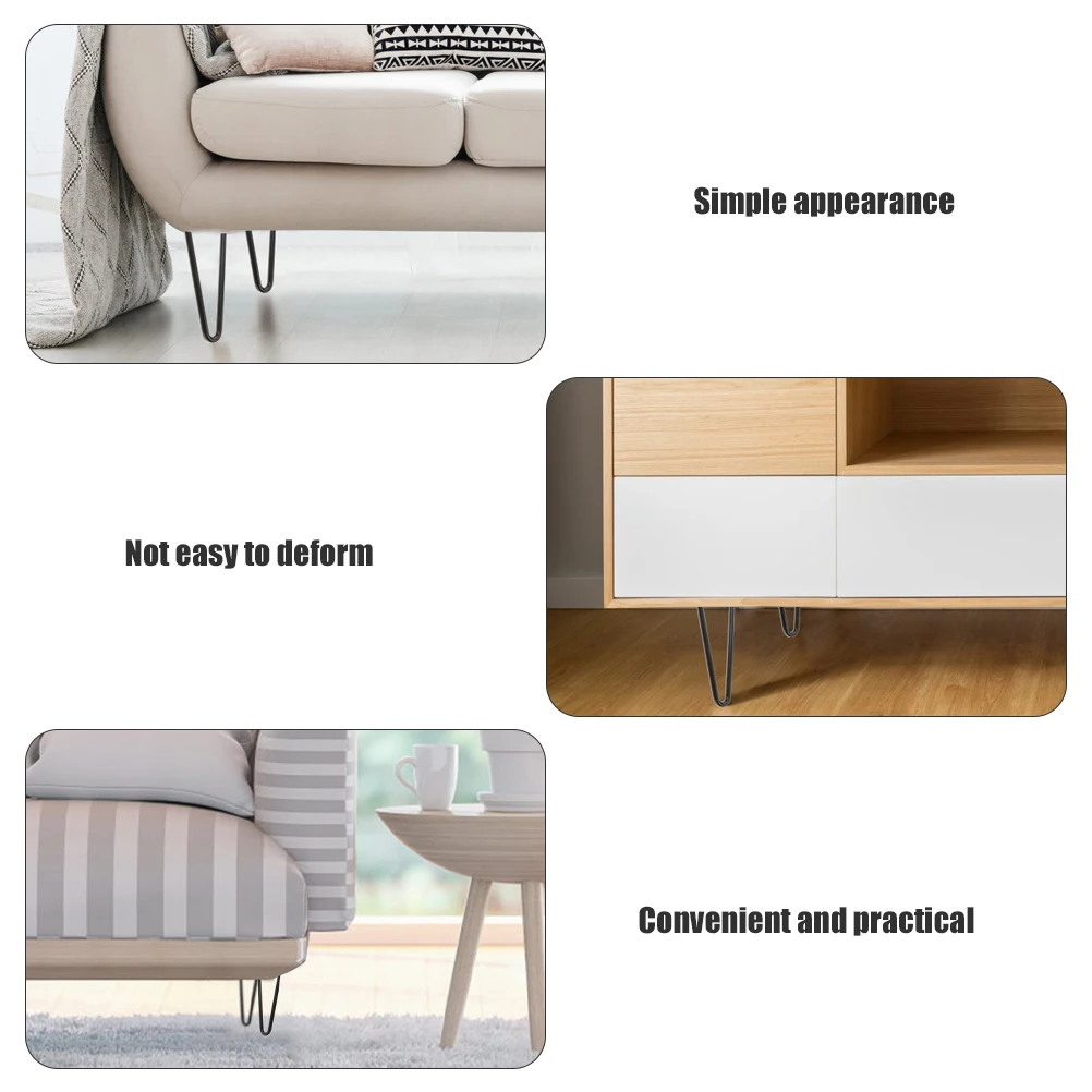 

2Pcs Simplified Metal Hairpin Table Legs Durable Furniture Legs Replacement for Coffee Desk Bench Coffee Table
