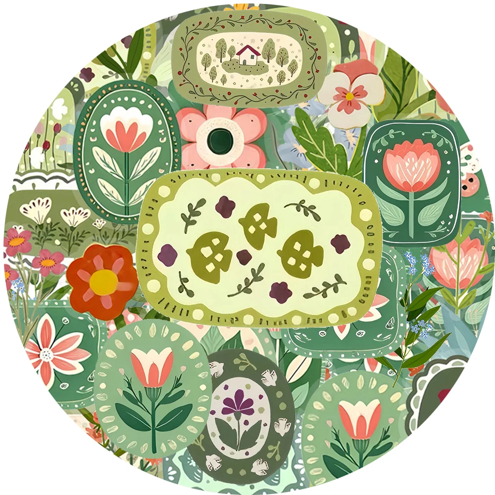 10/30/50pcs Vintage Floral Stickers Aesthetic DIY Scrapbooking Phone Notebook INS Style Artsy Decoration Sticker Toys Gifts