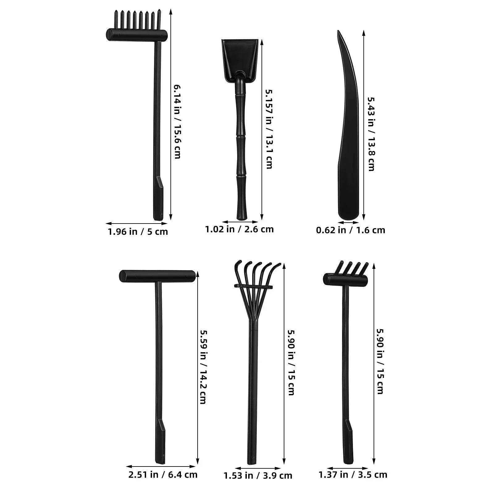 6pcs Tine Desktop Rake Mini Zen Garden Tool for Sand Painting Push Rake Kids Learning Craft Activity Educational Toy Gift