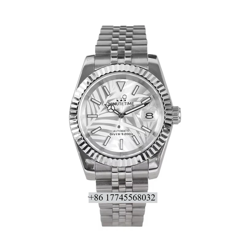 

Customizable WatchFully automatic machinery Luxury Leaf Pattern Dial Watch Waterproof Wristwatch for Men 316 steel