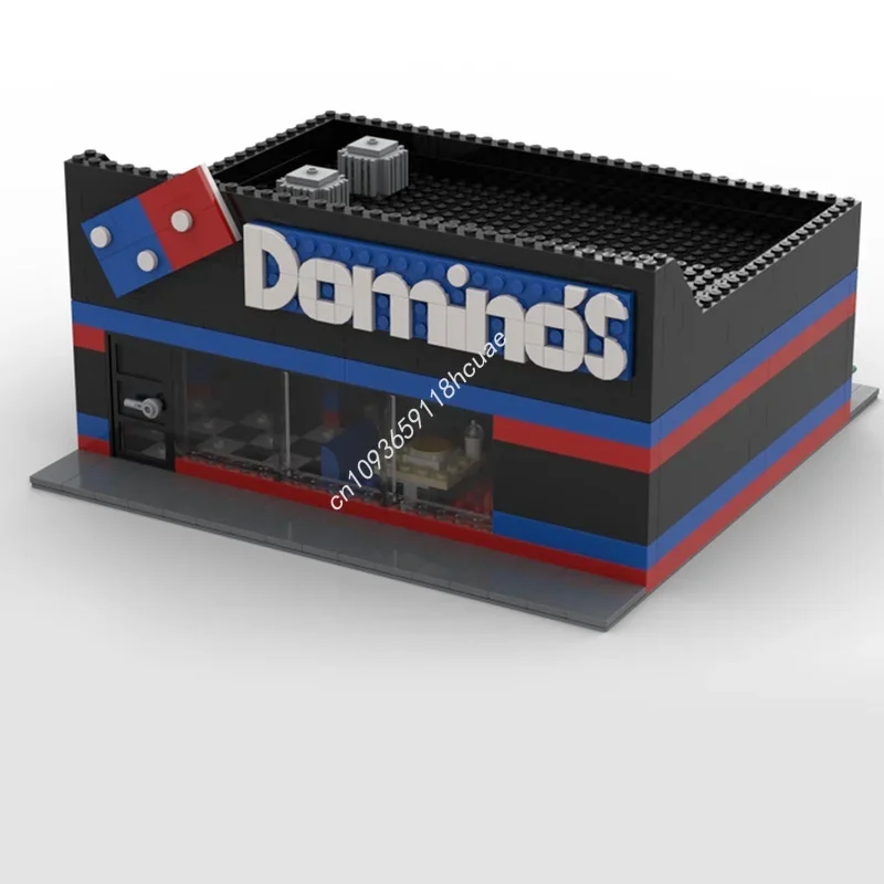 835 قطعة MOC الدومينوس البيتزا المدينة نموذج اللبنات العمارة تجميع فكرة التعليم هدية الكريسماس ألعاب مكعبات عيد ميلاد