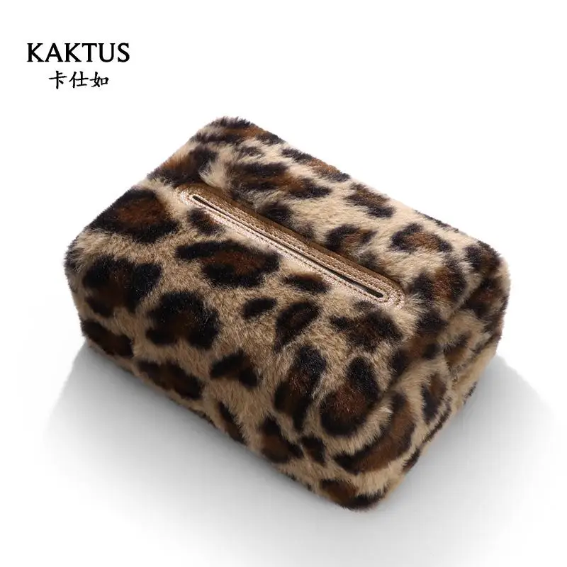 Car Tissue Box Creative Cute Leopard Print Bow For Car Use Interior Paper Draw Bag For Women