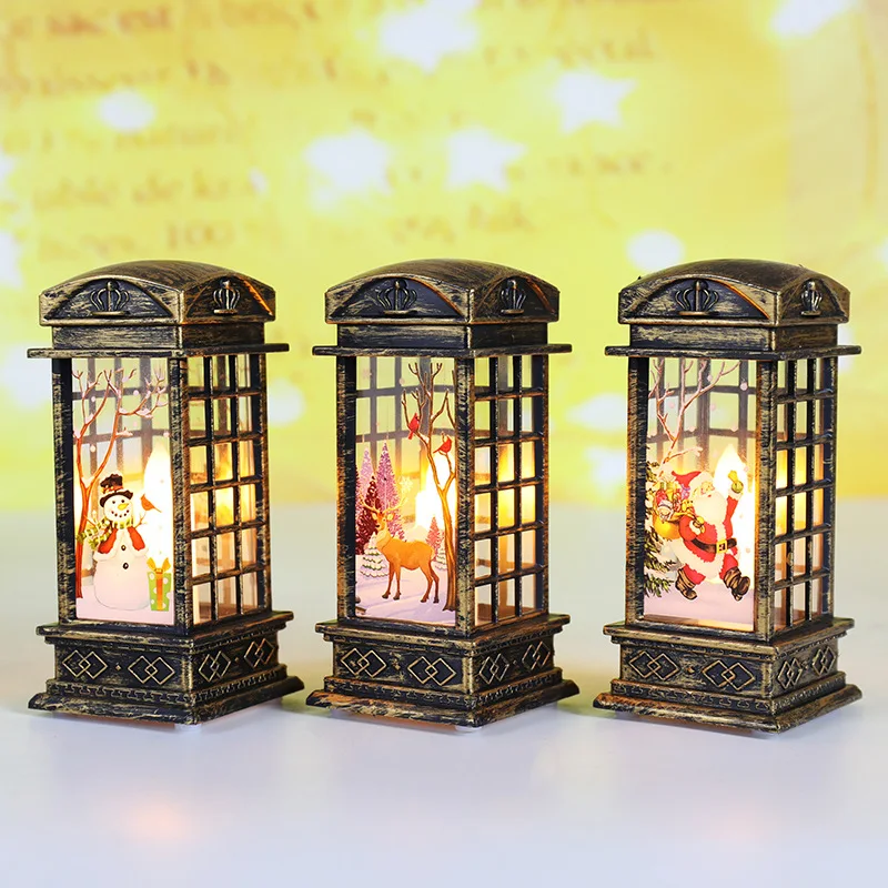 New Christmas Vintage Phone Booth Night Lights Fun Home Desktop Decorations Ornament Small Lights Creative Christmas Small Gifts