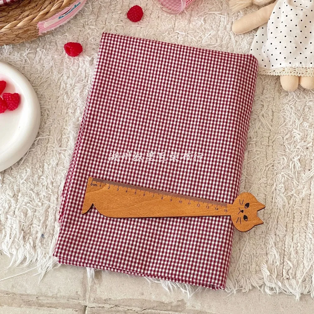 140x50cm Roter Gewaschener Baumwollstoff mit Schöner Karomusterung aus Reiner Baumwolle für Damenhandtaschen und Haaraccessoires Sewi – Detail 3