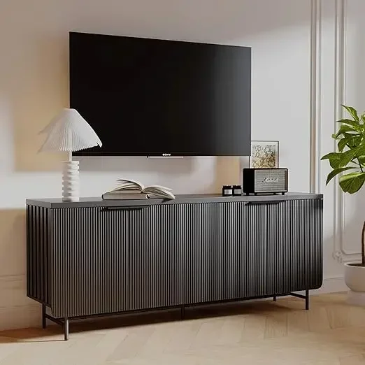 Fluted TV Stand with Led Lights, 68