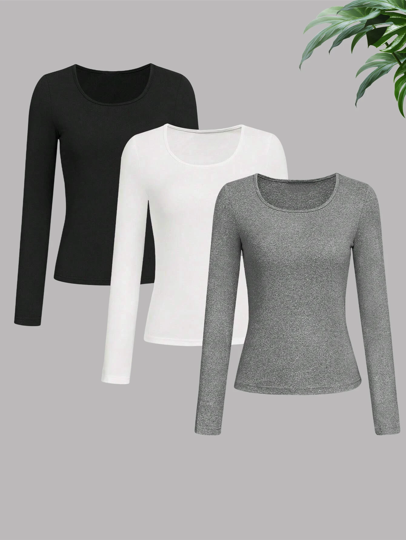 

Новая модная и универсальная однотонная женская футболка с длинными рукавами из трех предметов.