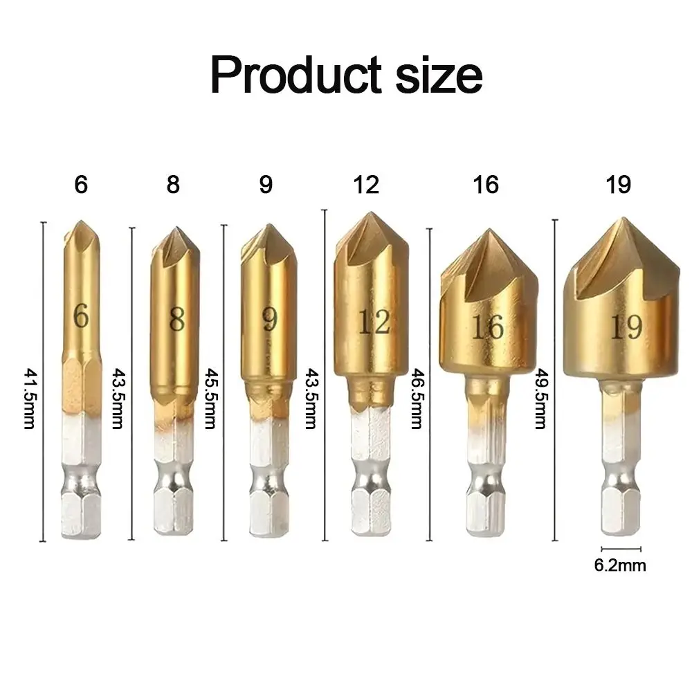 1pcs 6/8/9/12/16/19mm Hss Countersink Boring Drill Bit Set for Wood Metal Quick Change Drill Bit Tool Hex Chamfer Drill Tool Set