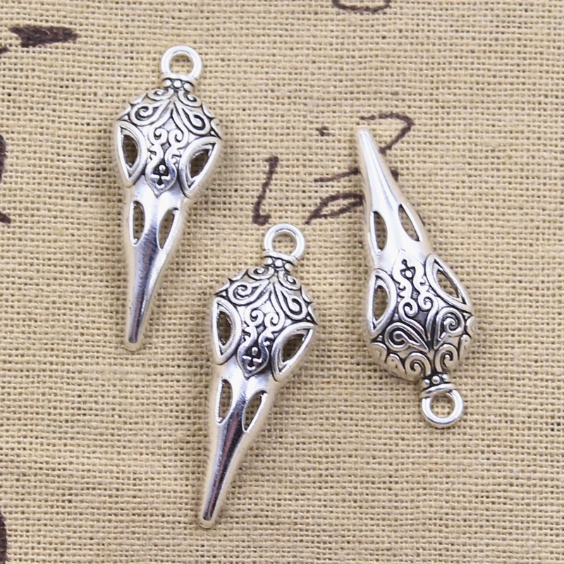 15pcs Charms Skull Beak Skeleton Bird 35x13mm Antique Silver Color Pendants DIY Crafts Making Findings Handmade Tibetan Jewelry