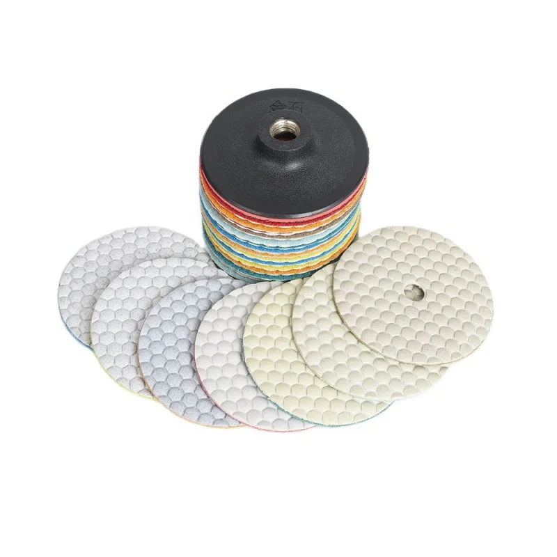 7 Pcs 4 inch 100mm A Grade Dry Polishing Pad Sharp Type Flexible Diamond Polishing Pad For Granite Marble Stone Sanding Disc