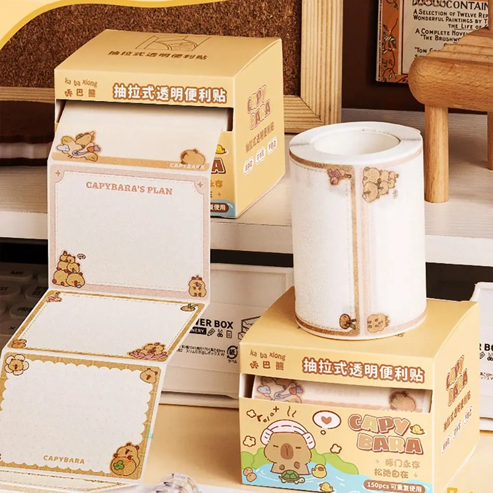 150PCS/Set Pull-out Design Memo Pad Full Adhesive Capybara Labels Stickers DIY Glitter Scrapbook Sticker School Office Supplies
