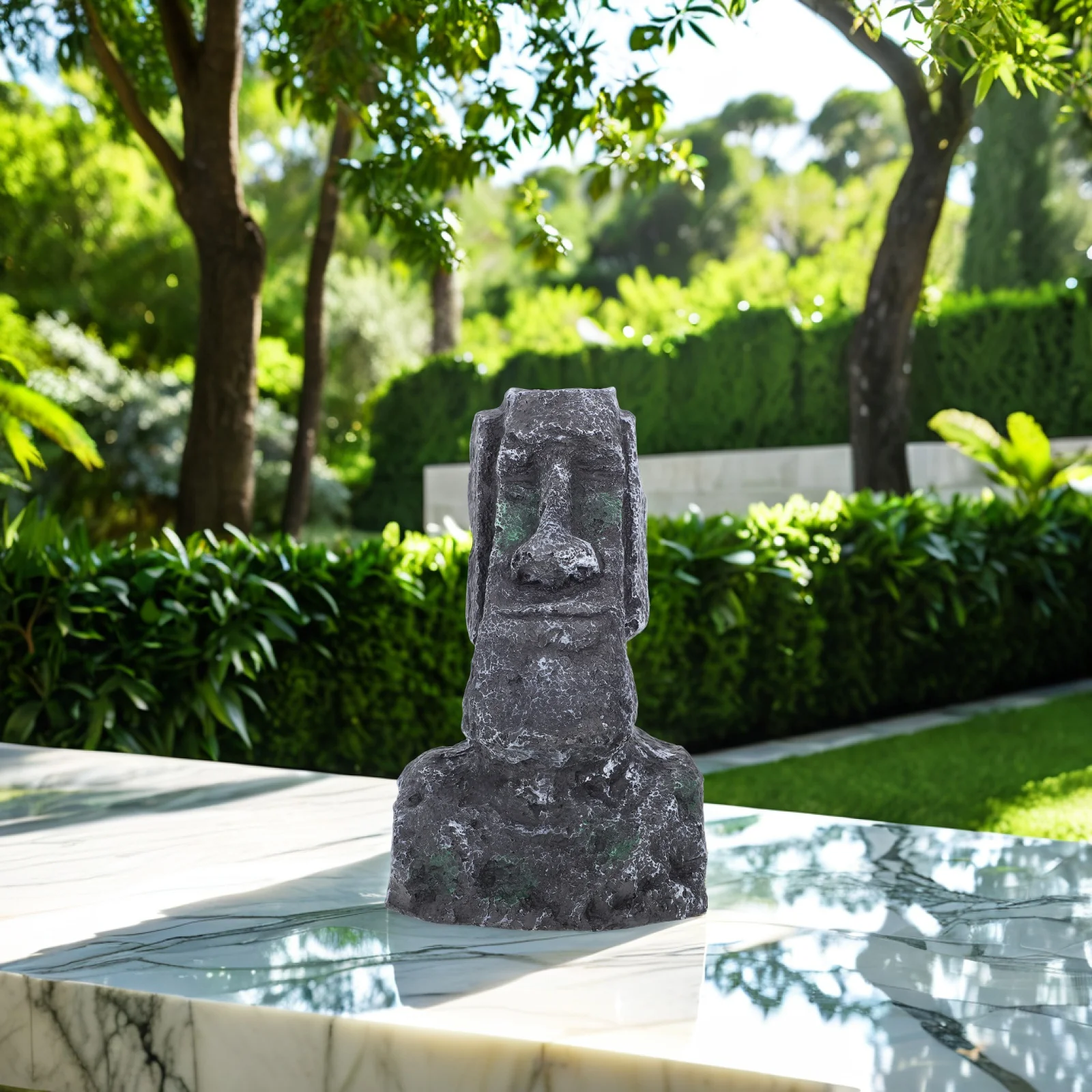 Roman Statue Decor Sculpture Desktop Resin Stone Moai Head Statue Ornament Fish Tank Rockery Landscaping - Image 6