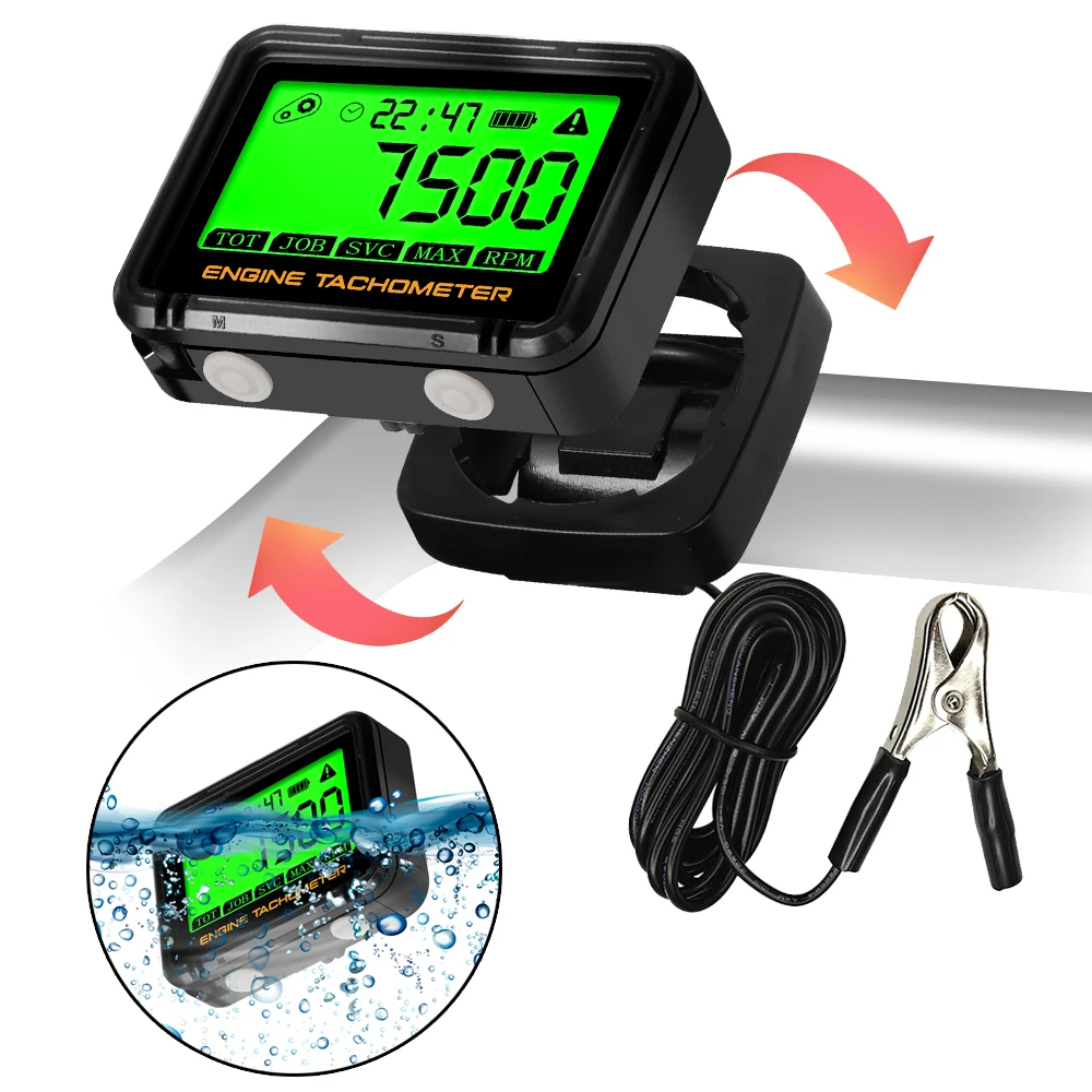 【セール中】モト誘導デジタルタコメーターSVC TOT JOBエンジンアワーメーターゲージバックライトリセット可能RPM(オートバイ、芝刈り機用)