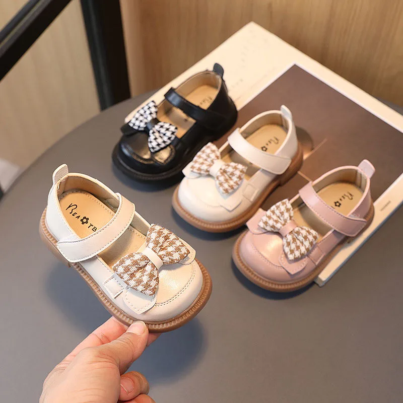 

Spring Autumn Baby Girls Shoes Cute Plaid Bow Mary Janes Princess Leather Shoes Kids Girls Dancing Shoes First Walkers CSH1533