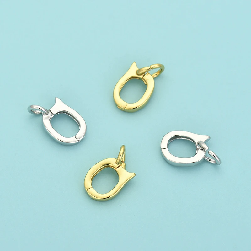 5Pcs Brass Oval Clasp Hinged Necklace Shortener Enhancer Snap Lobster Clip Ring Connector for Diy Women Bracelet Jewelry Making