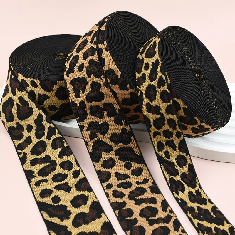 

2/5/10Meters 15/25/40/50mm Leopard Jacquard Elastic Band Sport Clothing Yoga Belt Sewing Rubber Bands Pants Streach Ribbon Tape