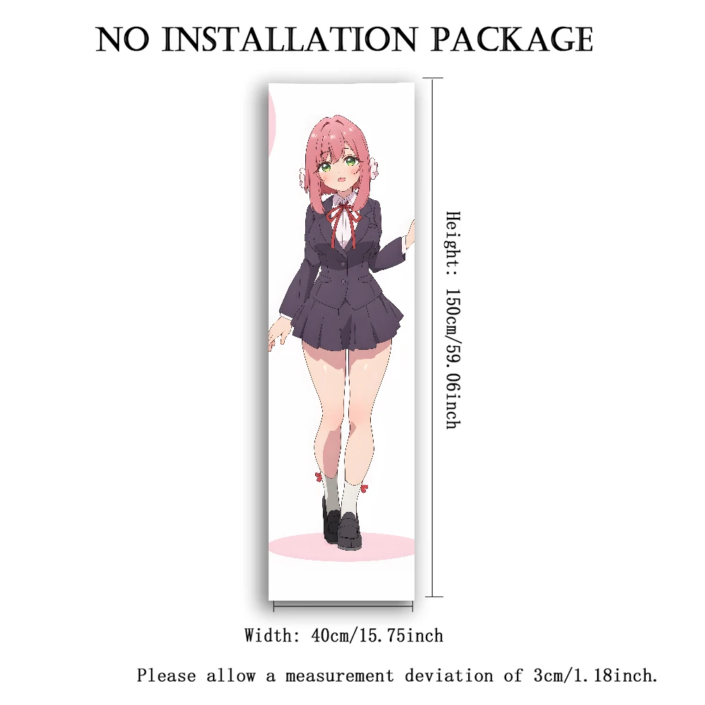 The 100 Girlfriends Hakari Hanazono Tapestry, JK Uniform Sweet Pink Anime Long Vertical Wall Hanging for Otaku Bedroom Decor