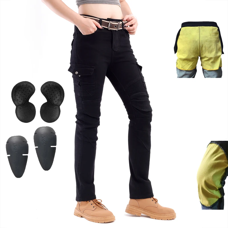 

Aramid Womens Motorcycle Pants Protective Riding Jeans With Knee Hip Pads For Spring And Autumn