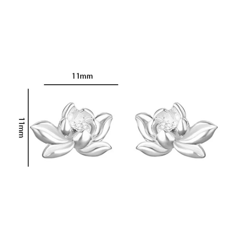 925 Sterling Silver Lotu Flower Stud Earrings for Women Vintage Plant Mini Korean Fashion Earring Piercing Jewelry - view 3