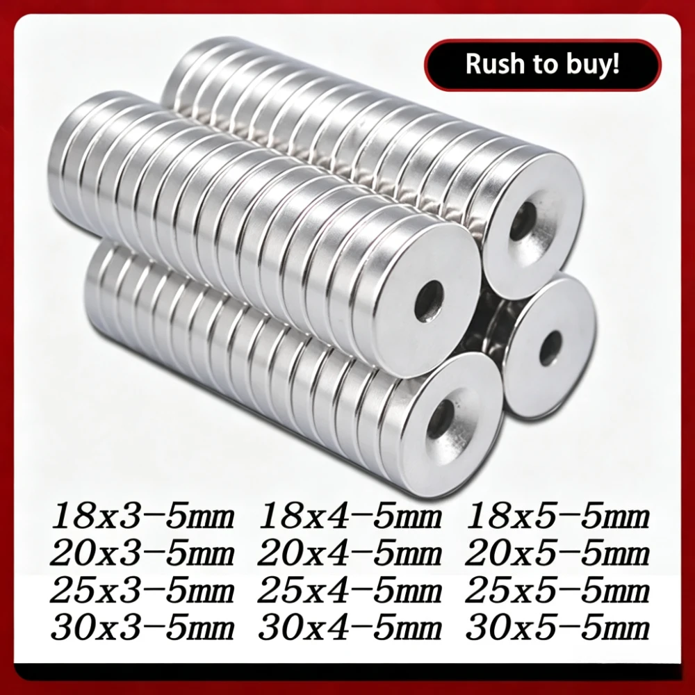 20x4-5 mm Powerful Magnets 20*4 mm Hole 5mm Small Permanent Round Countersunk Neodymium Magnetic Magnet 20x3-5mm 20*4-5 25x5-5