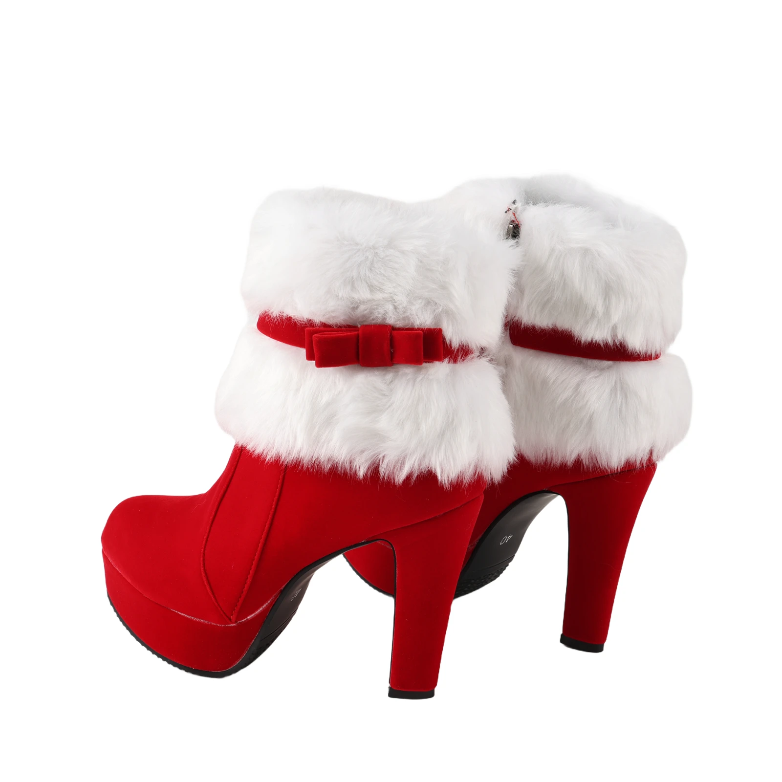 Stivali invernali da donna nuovi Stivali impermeabili con plateau e tacco alto Stivali da Babbo Natale Stivali comodi decorativi con fiocco Stivali rossi natalizi