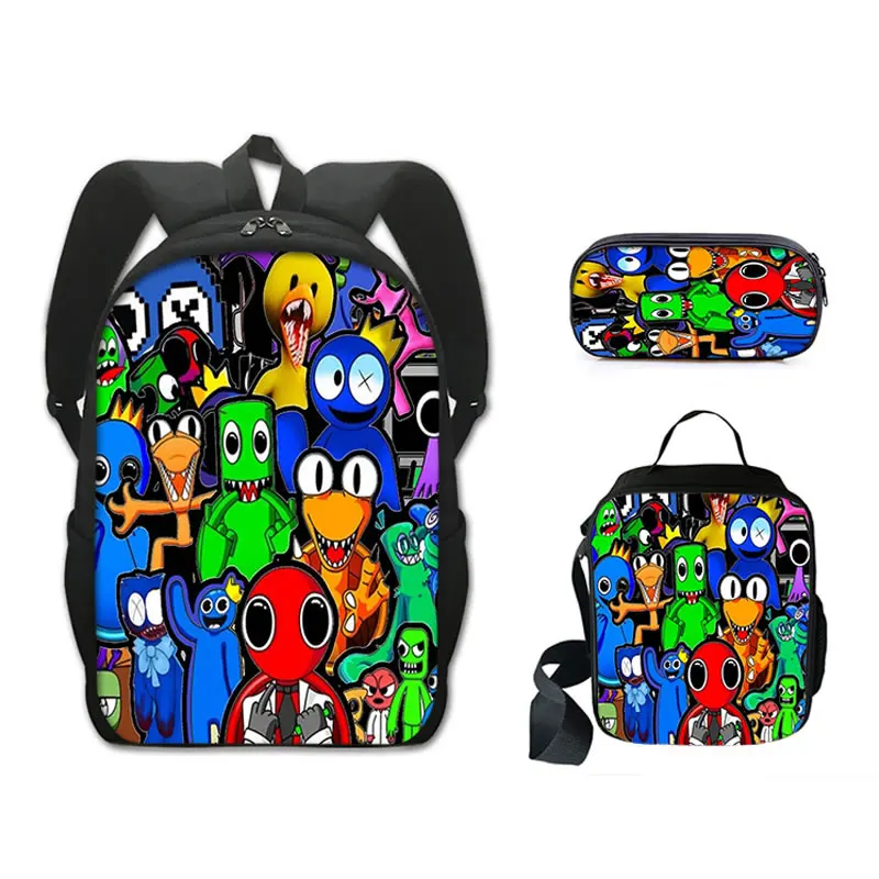 Garten Of Banban Cartoon Print Children Backpack For Kid School Bag+Pencil Case+Lunch Bag 3pc Set