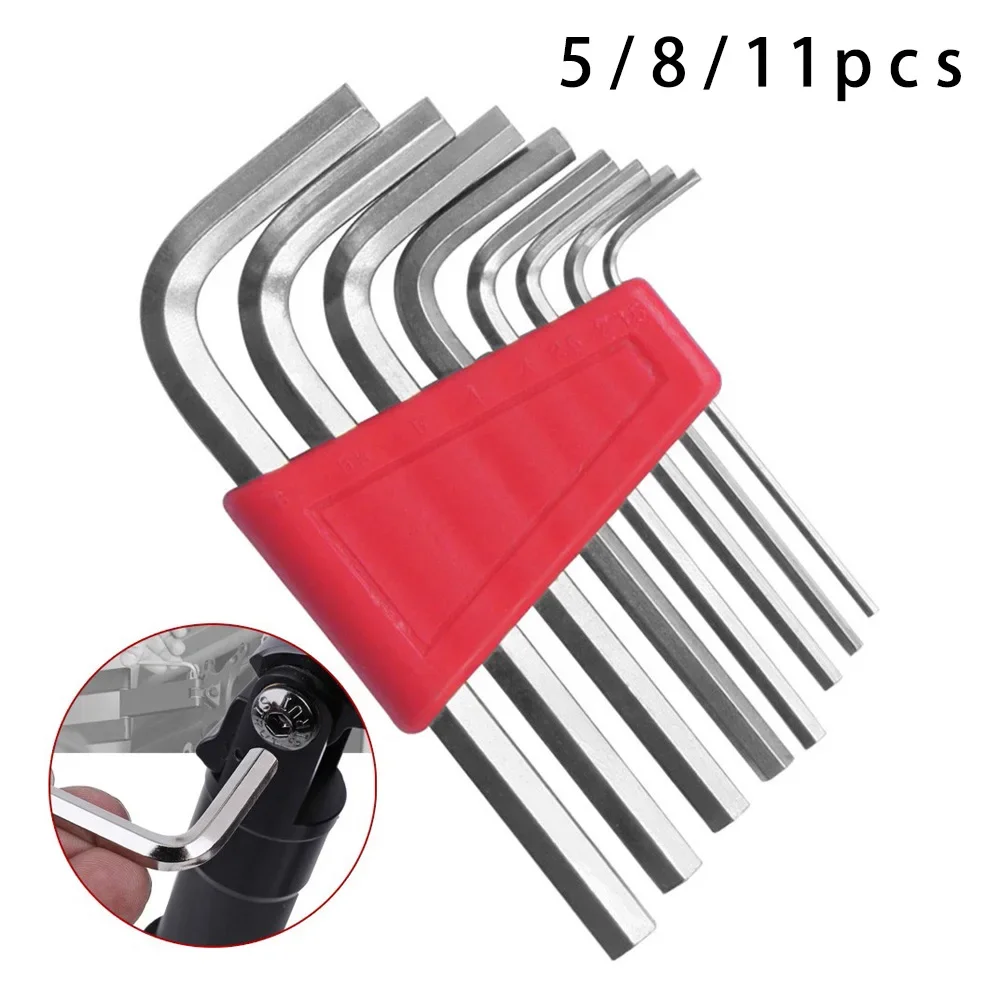 5/11Pc Metric Allens Wrench Set Inch Wrench L-Wrench Keys Size Allens Key Short Arm Vehicle Repair Tool Kit Home Hand Tools Set