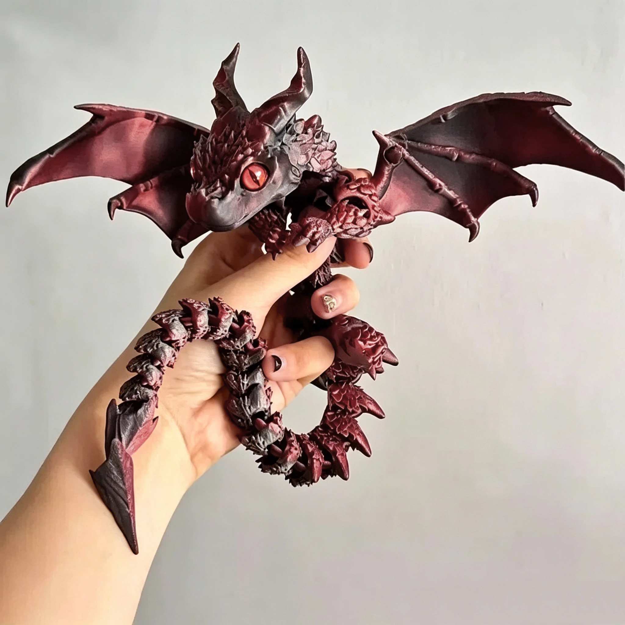 3D Printed Winged Carriage Dragon Figurine With Random Eyes, Art Deco Resin Dragon Sculpture, Tabletop Animal Theme Decor