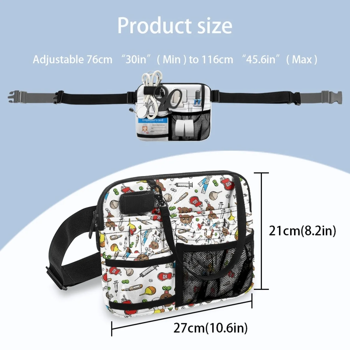 Nurse Fanny Pack Medical Belt Bags Cute Cartoon Bear Doctor Design Casual Multi-Pocket Waist Bag Adjustable Strap riñonera mujer