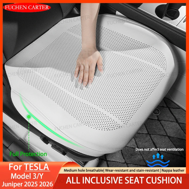 For TeslaNew Model3/Y Car Full-inclusive Seat Cushion Comfort Summer Cool Cushion Ventilation Four-season Universal Seat Cushion