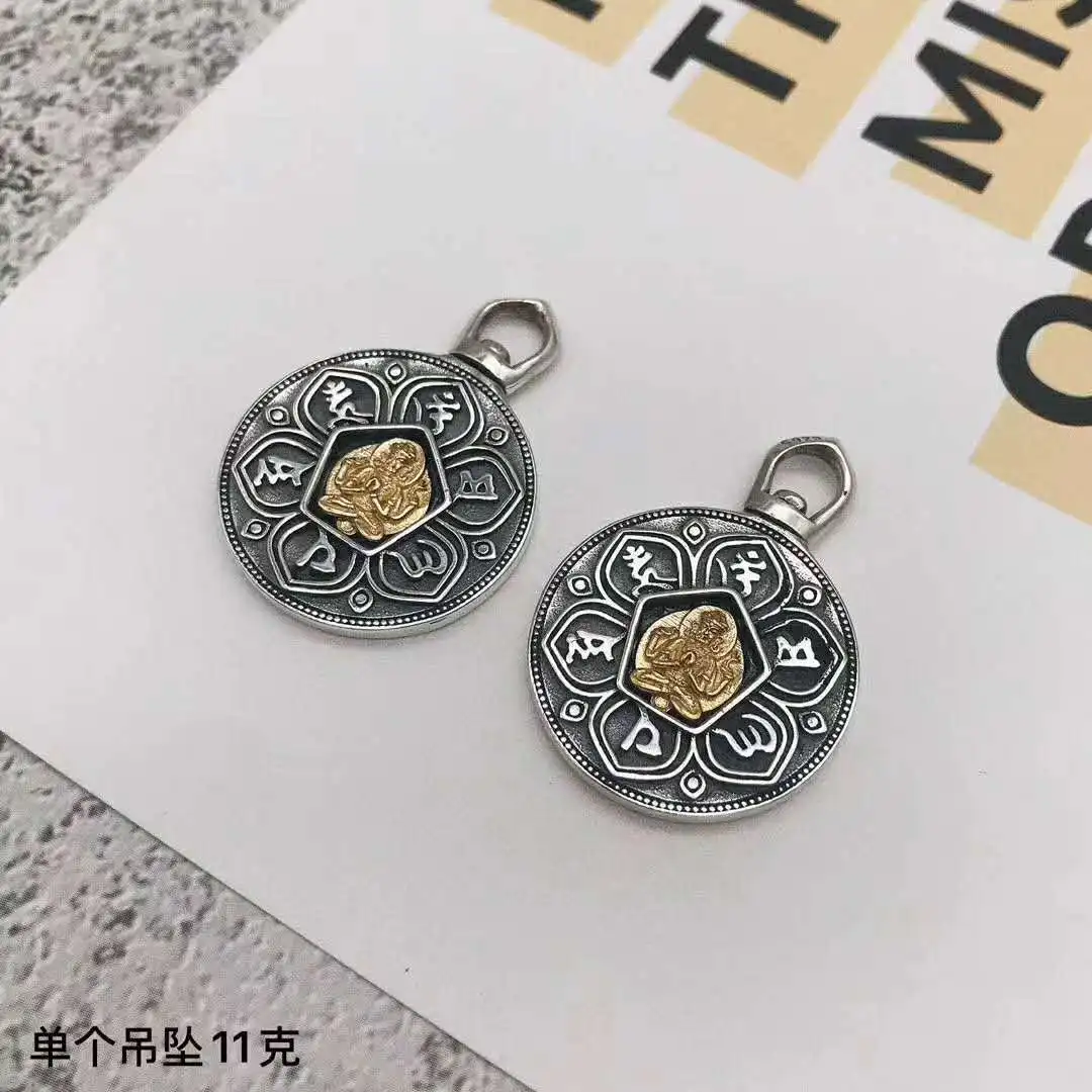 Exquisite Wholesale Pure Silver Six Character True Words Buddha Brand Double sided Pendant for Men and Women Chinese Charm Neckl