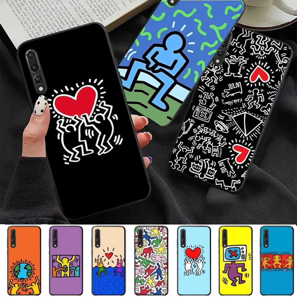 

Colorful Print Graffiti Little Man Phone Case For Huawei P 8 9 10 20 30 40 50 Pro Lite Psmart Honor 10 lite 70 Mate 20lite