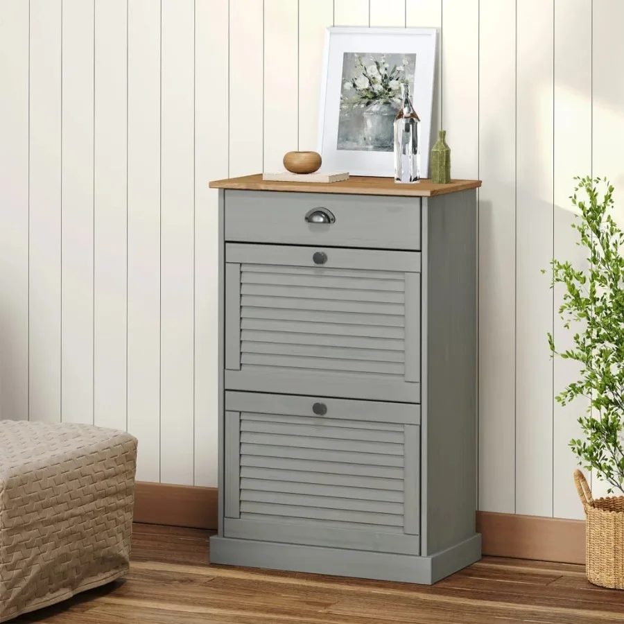 

Shoe Cabinet VIGO 23.6x13.8x37.8 Gray Solid Wood Pine