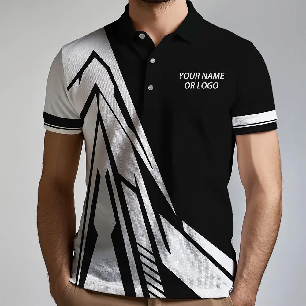

New Men's Geometric Print Polo Shirt Street Style Casual Fashion Top Customizable With Name And Logo For Esports Players