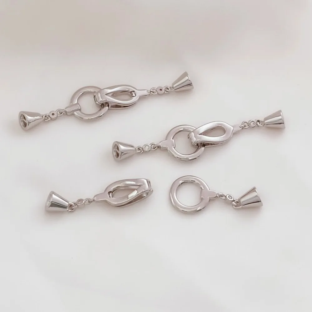 14K Gold-plated White K Micro-inlaid Zircon Jewelry, Pearl Clasp, Connecting Clasp, DIY Bracelet Finishing Clasp