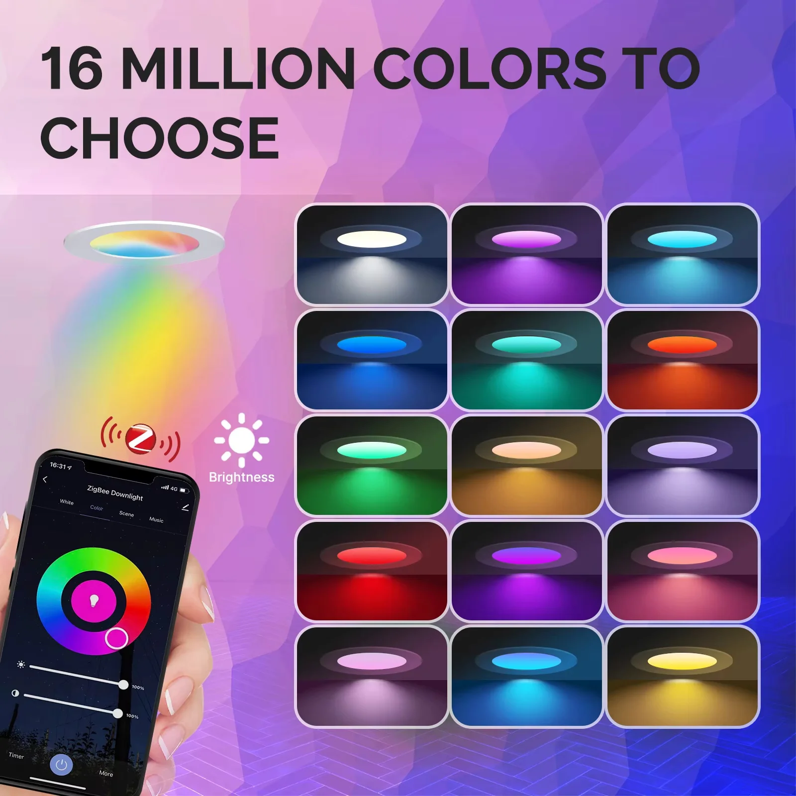 MOES ZigBee Downlight Tuya Ultra Thin Tube Lamp Spot Lamp 6W RGB Change Warm Cool Light Work With Alexa Google Home Smart Life - view 3