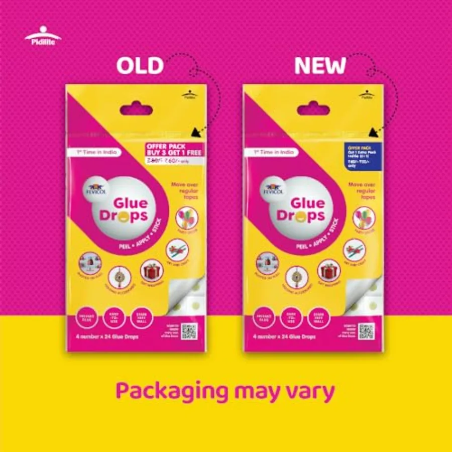 Fevicol Glue Drops Instant Non-Messy Easy Use, White, Liquid, Glue, 3+1 Free