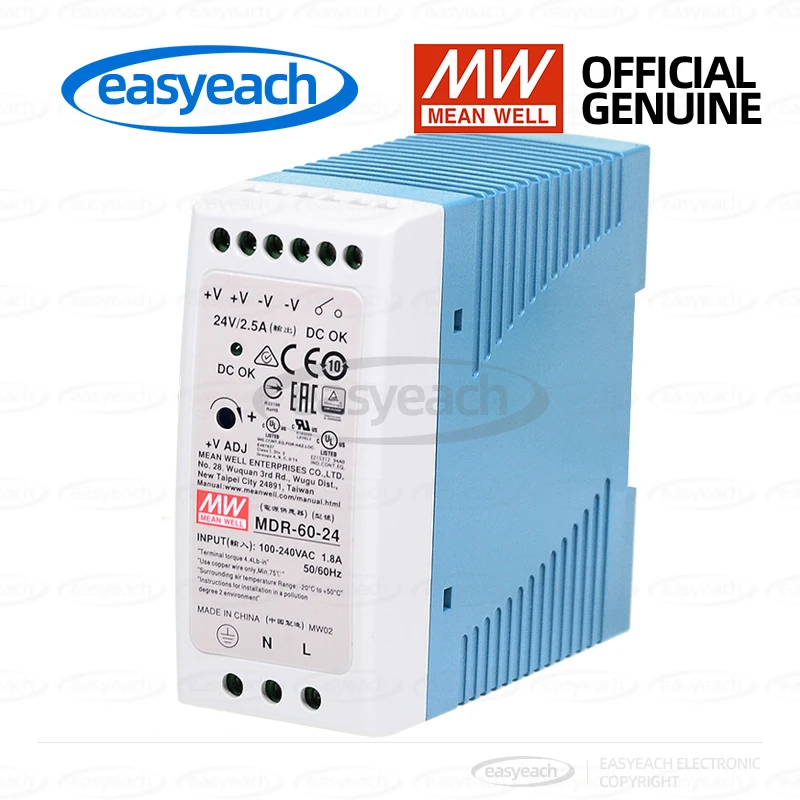 

MEAN WELL MDR-60-5 MDR-60-12 MDR-60-24 MDR-60-48 DIN-Rail Switching Power Supply