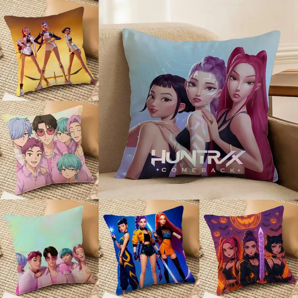 

Trendy Fashion K-Kpop D-Demon-hunterS Pillow Case Silky Short Plush With Invisible Zipper Dustproof Sofa Cushion Cover