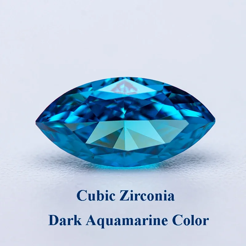 

Cubic Zirconia Crushed Ice Cut Dark Aquamarine Color Marquise Shape Charms Beads for Diy Jewelry Making Materials No Certificate