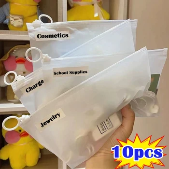 10 stks A5 Doorzichtige Opbergtas Rits Punch Draagbare Bestand Schoolbenodigdheden Houder Cosmetische Organizer Pocket Reistassen Categorie Bureau