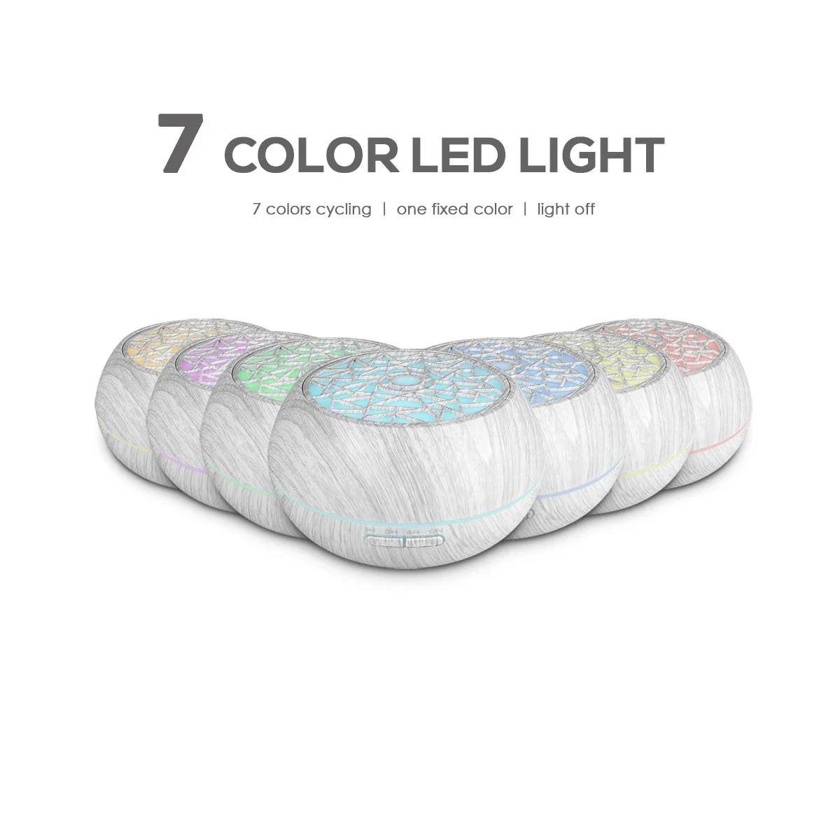 リモコン木目調エッセンシャル オイル ディフューザー - 550ml、7 LED カラー、6 オイル付属