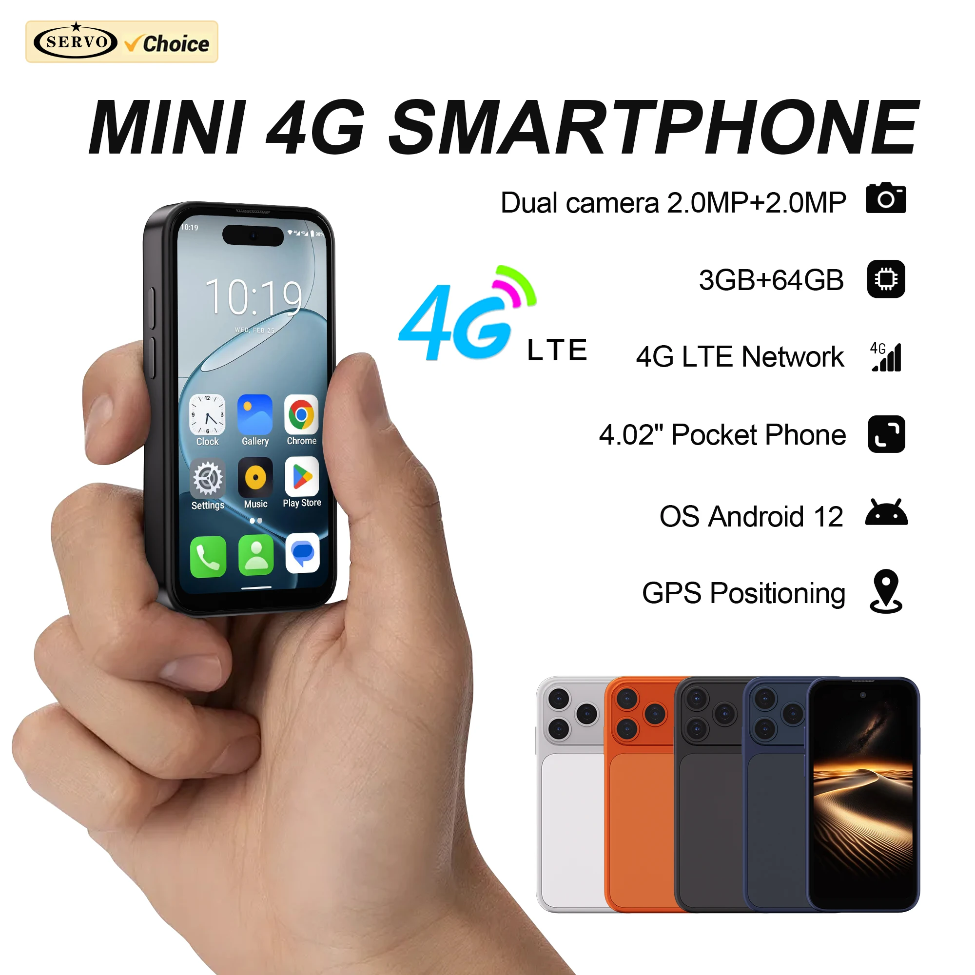 SERVO 17PRO MAX 2027 4G Small Pocket Smartphone Android12 OS 3GB RAM 64GB ROM Play Store Face ID WiFi GPS 4.02