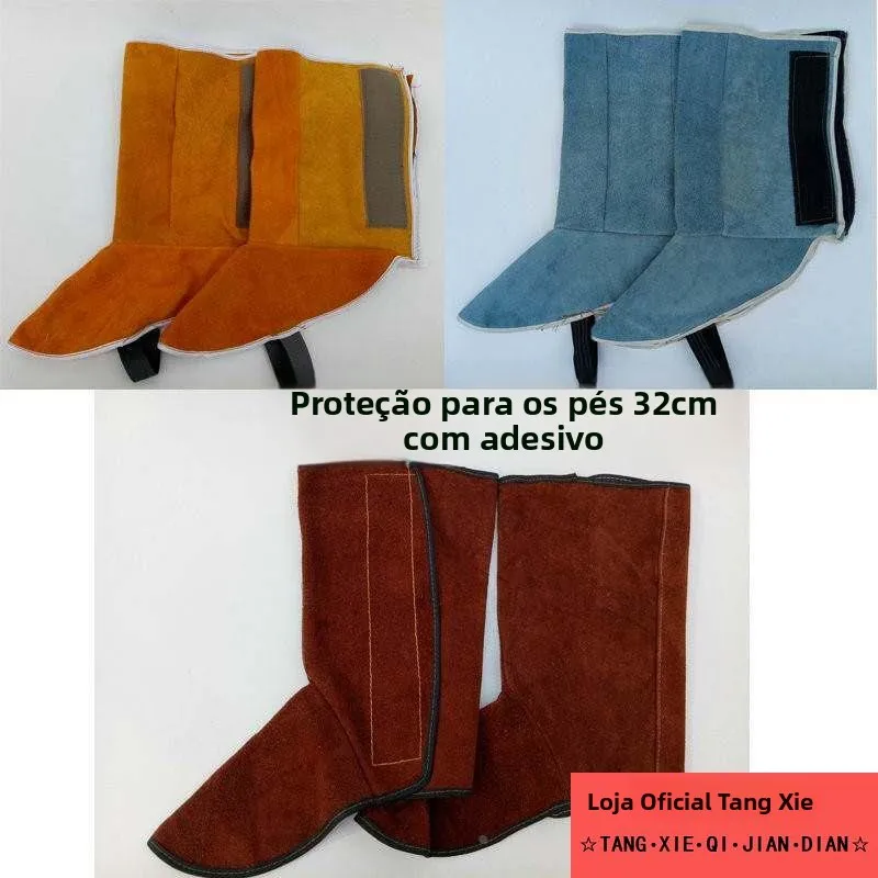 capas-de-sapatos-de-soldagem-de-cano-alto-em-couro-e-lona-calcado-de-protecao-para-soldagem-eletrica-resistente-a-sujeira