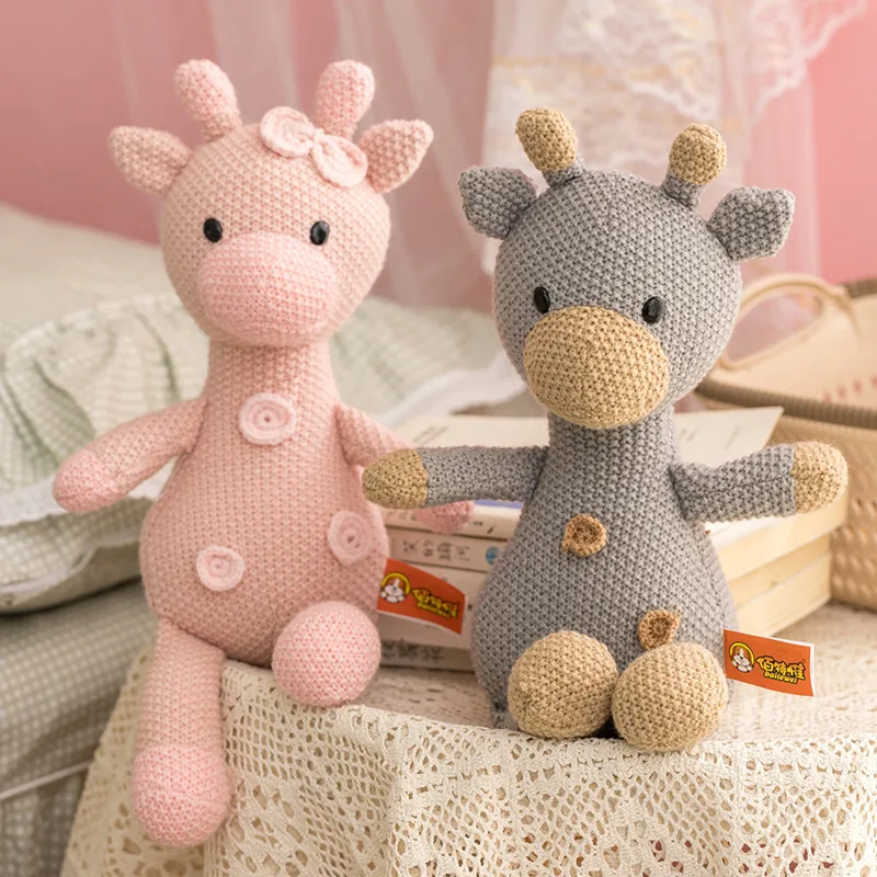 

35CM Cute DIY Handmade Stuffed Soft Cotton Knitted Animal Toy Kawaii Crochet Knit Bunny Elephant Bear Pig Plush Toys Kids Gifts