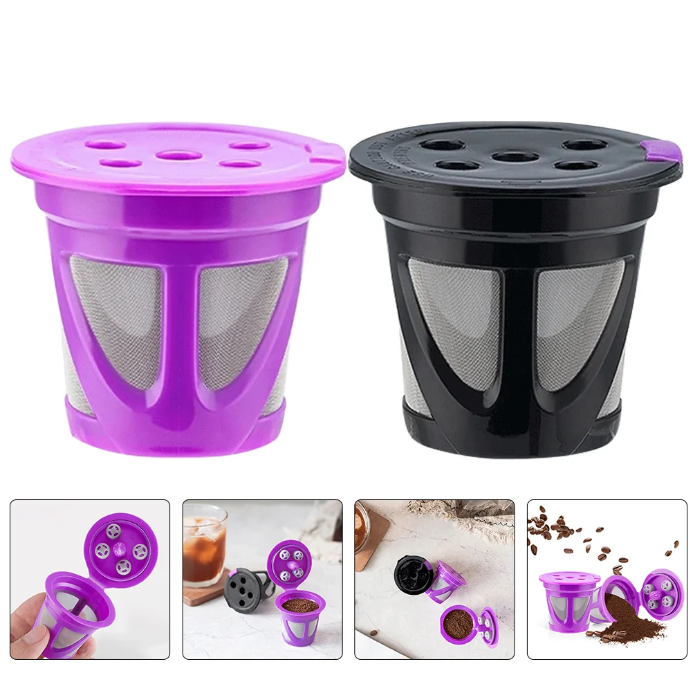 

2 Pcs Coffee Capsule Espresso Basket Cup Machines Accessories Strainer Filter Plastic Refillable Tea Stainless Steel Reusable