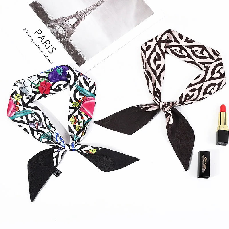 Four Seasons Bevel Neuer langer Seidenschal Vielfalt Damen Kleines Band Gebundenes Taschen-Stirnband Dekorativer Twill Kleiner Schal