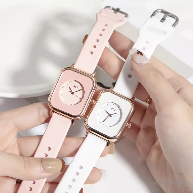 

Watch for Women Casual Sports Pink Watches Silicone Strap Fashion Rectangle Quartz Wristwatches Ladies Girls Reloj Mujer часы