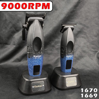 2PC KM1670 1669 Professional Men's Hair Clipper Set 9000/9000RPM 8W Brushless Haircut Machine Electric Hair Trimmer for Men